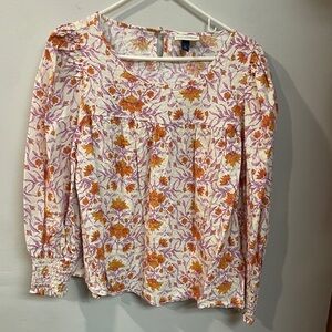 Universal Thread Floral Blouse in Orange and Purple